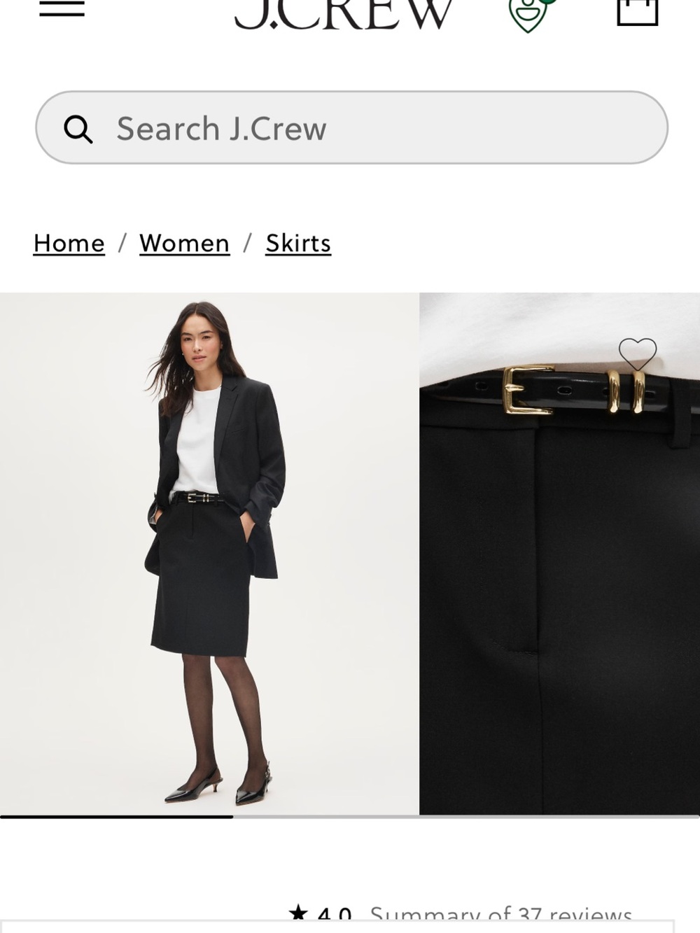 J. Crew Black Belted Pencil Skirt with Gold Buckle